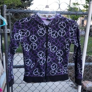 Peace sign zip up hoodie